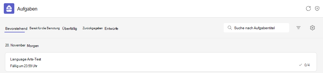 Screenshot eines Tests