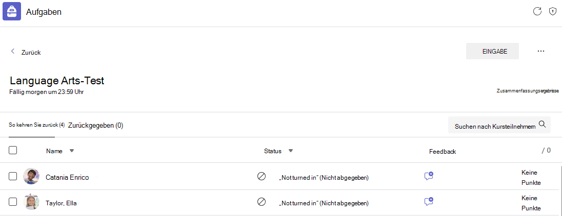 Screenshot eines Testbeispiels.