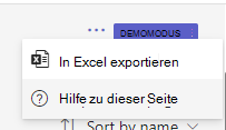 Screenshot, der die Exportoption zeigt.