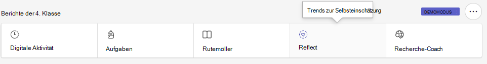 Screenshot des Reflect-Bedienfelds.