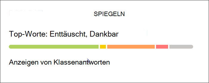 Screenshot des Einstiegspunkts zum Anzeigen detaillierter Insights zu Reflect-Check-Ins. Die Karte verfügt über einen farbigen Balken, der die Proportionen der unterschiedlichen Gefühle angibt, die Lernende freigegeben haben. Wählen Sie die Karte aus, um ausführlichere Informationen zu erhalten.