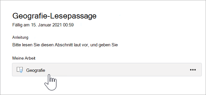Screenshot der Schüler-/Studentenerfahrung. Der Text lautet: Textpassage 