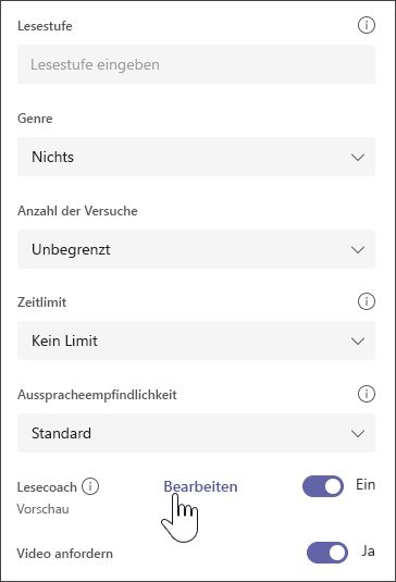 Screenshot der ausgewählten Passage mit zusätzlichen Optionen zum Ändern der Aufgabe.