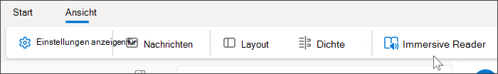 Screenshot vom oberen Rand von Outlook Web mit ausgewählter Registerkarte 