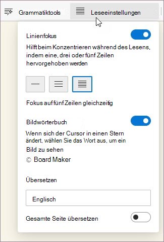 Leseeinstellungen im Plastischer Reader