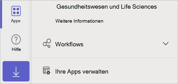 Screenshot von Teams mit der Schaltfläche 