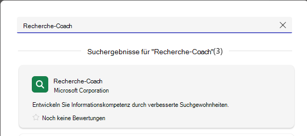 Screenshot, der den Recherche-Coach zeigt.
