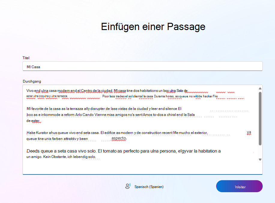 Screenshot eines spanischen Beispiels.