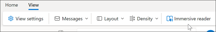Screenshot des oberen Rands des Outlook-Webs mit ausgewählter Registerkarte 