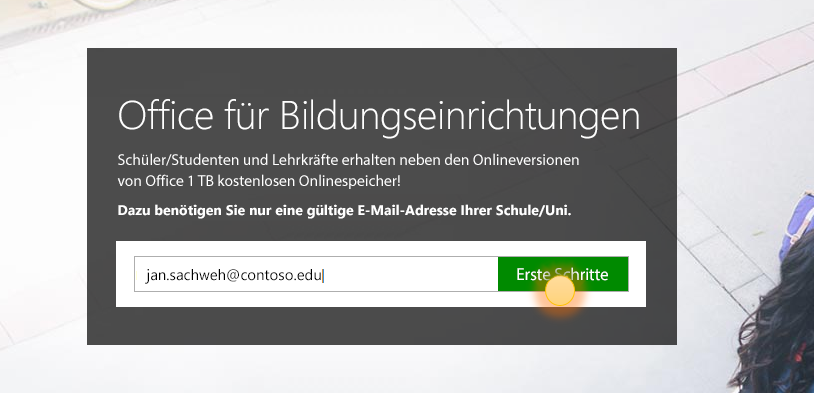 Screenshot der Anmeldeseite 
