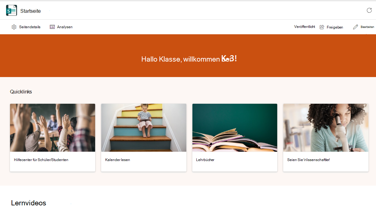 Screenshot der Startseite