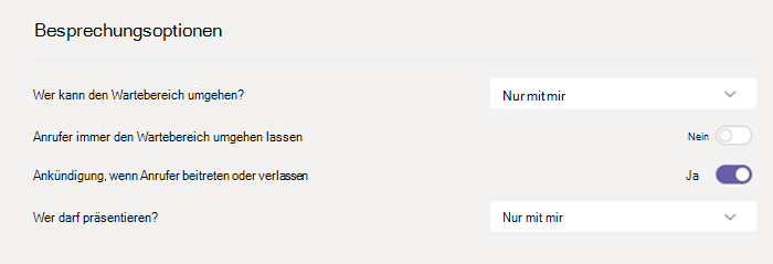 Besprechungsoptionen in Teams