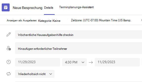 Screenshot einer neuen Besprechung.