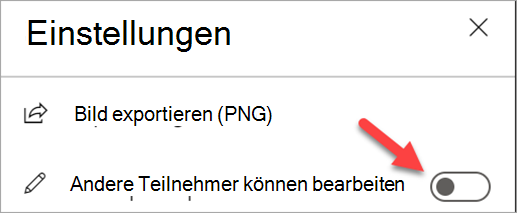 Screenshot, der den Einstellungsbereich mit deaktivierter Umschaltfläche 