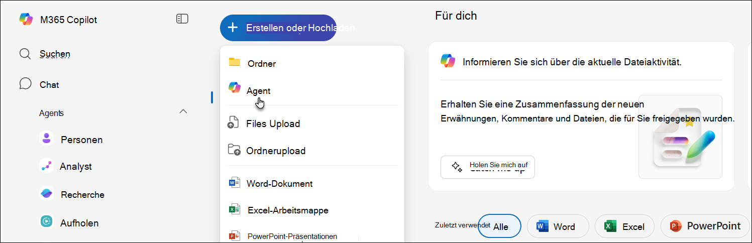 Screenshot: Erstellen eines neuen Agents
