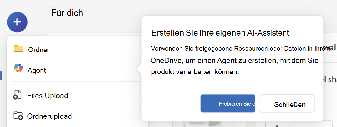FRE: Erstellen oder Hochladen des Agents