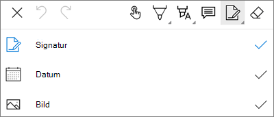 OneDrive für Android PDF Markup-Textmenü