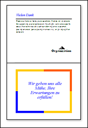 Two-page spread in a top fold greeting card