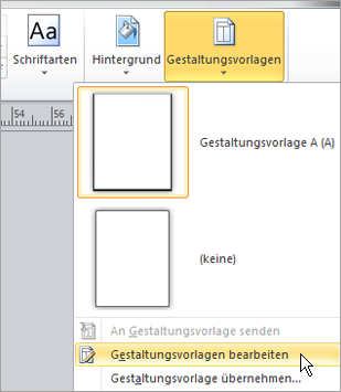 Auswählen von Gestaltungsvorlagen bearbeiten im Menü 