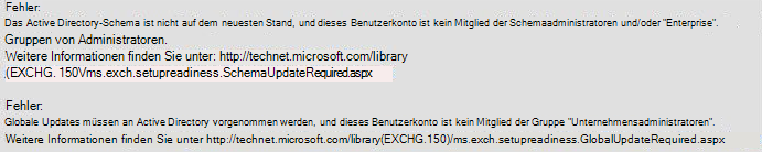Fehler beim Active Directory-Schema ist nicht auf dem neuesten Stand