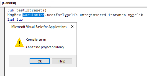 Screenshot: VBA-Fehler aufgrund der Blockierung von Bibliotheken.