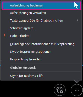 Während Ihrer Skype for Business-Besprechung klicken Sie auf 