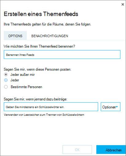 Erstellen eines Themenfeedformulars