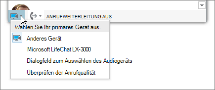 Screenshot mit dem Menü „Primäres Gerät auswählen“.