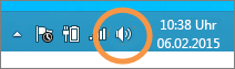 Auf das Windows-Lautsprechersymbol in der Taskleiste achten