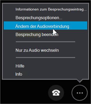 Klicken Sie auf „Audioverbindung ändern“.