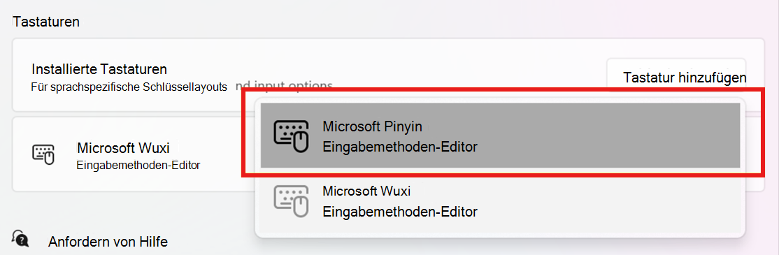 Select a first-party (1P) keyboard from the popup menu.