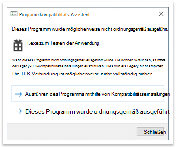 Popup des Programmkompatibilitäts-Assistenten nach dem Schließen der Anwendung