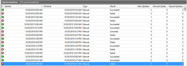 WSUS-Synchronisierung schlägt fehl1