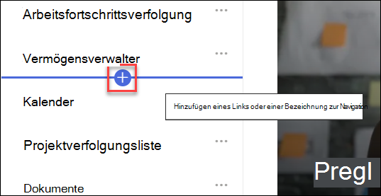 Screenshot: Hinzufügen eines neuen Links zur Navigation