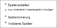 Detailaufnahme des Links zum Hinzufügen vorhandener Spalten auf der Seite 
