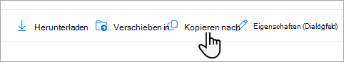 Der Befehl Kopieren in auf der Taskleiste.