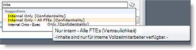 Beschreibender Text unterstützt Benutzer bei der Auswahl des richtigen Ausdrucks.