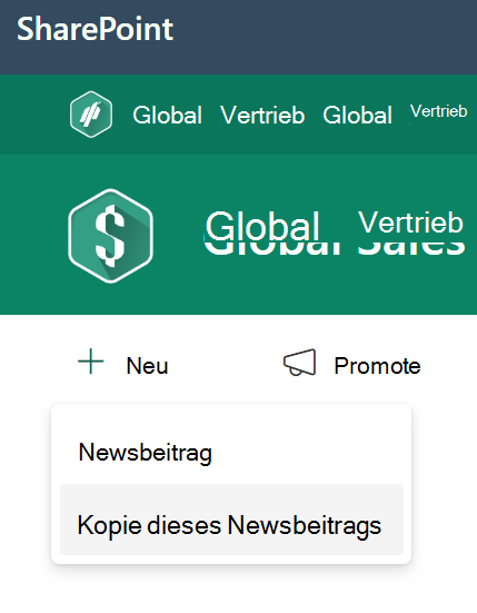 Kopie des Newsbeitrags erstellen