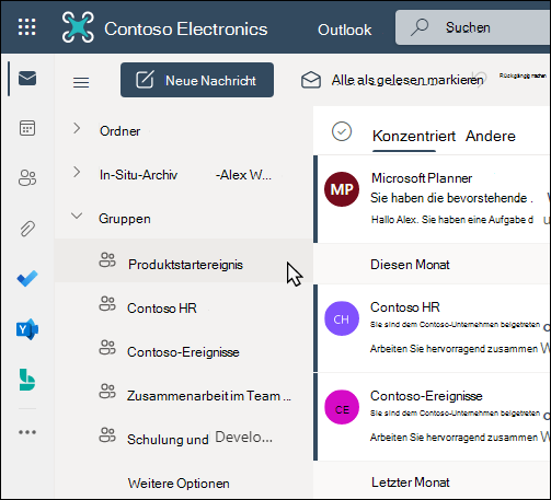 Microsoft 365-Gruppen in Outlook