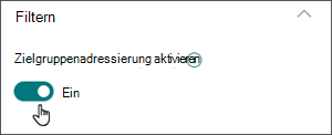 Abbildung des Bearbeitungsbereichs mit der Umschaltfläche zum Aktivieren der Zielgruppenadressierung an der Position 