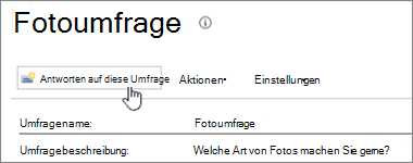 Screenshot der Umfrageseite mit hervorgehobener Option 