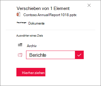 Erstellen eines neuen Ordners, in den verschoben werden soll