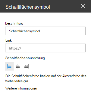 Eigenschaftenbereich des Schaltflächenwebparts