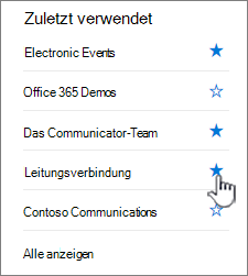 Klicken Sie auf den Stern auf einer Website in der linken Navigationsleiste.