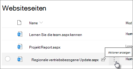 Seitenbibliothek mit Auslassungspunkten neben der ausgewählten Datei.