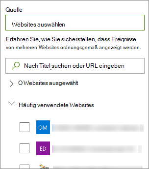 Auswählen einer Quelle für Ereignisse