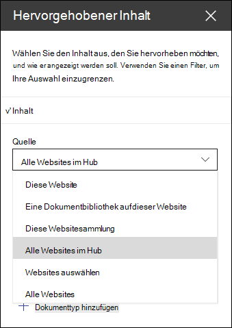 Hervorgehobener Inhalt von Webpart-Toolbereich