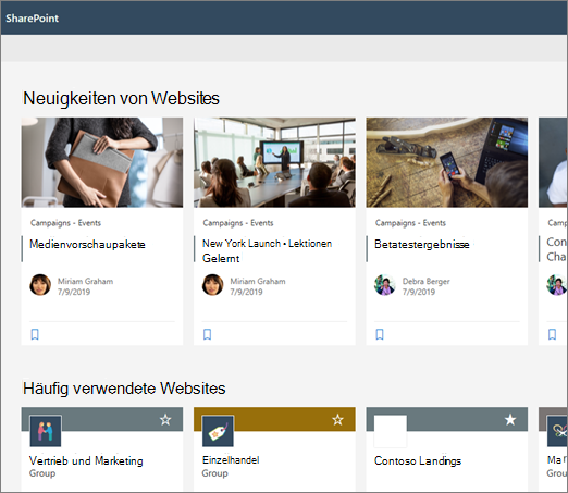 Neuigkeiten auf der SharePoint-Startseite