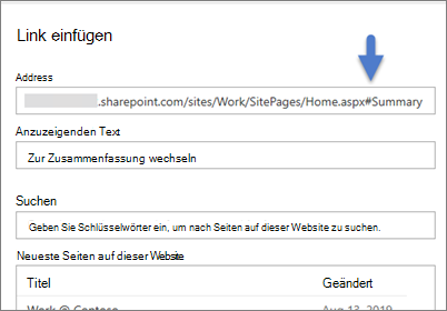Beispiel für einen Link mit Lesezeichen