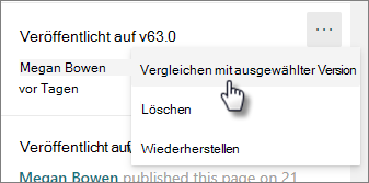 Vergleichen mit ausgewählter Version